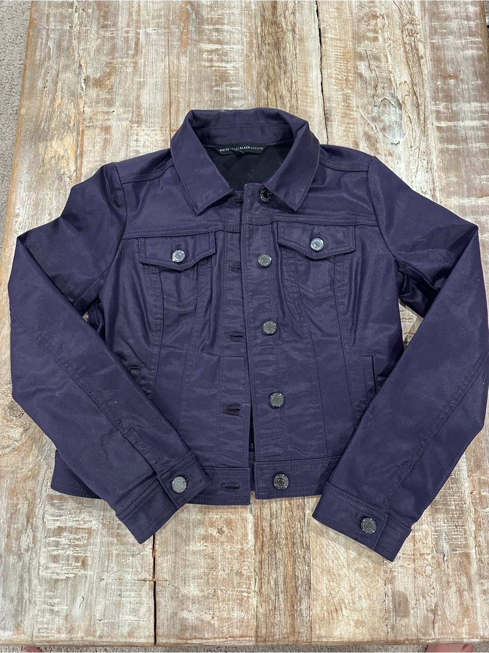 White House Black Market deep purple button-front jacket